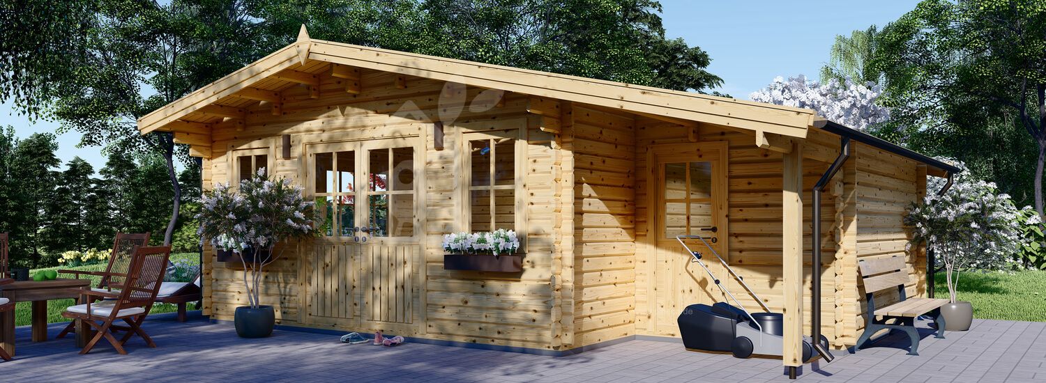 Gartenhaus aus Holz CLARA (44 mm), 7x4 m, 28 m²